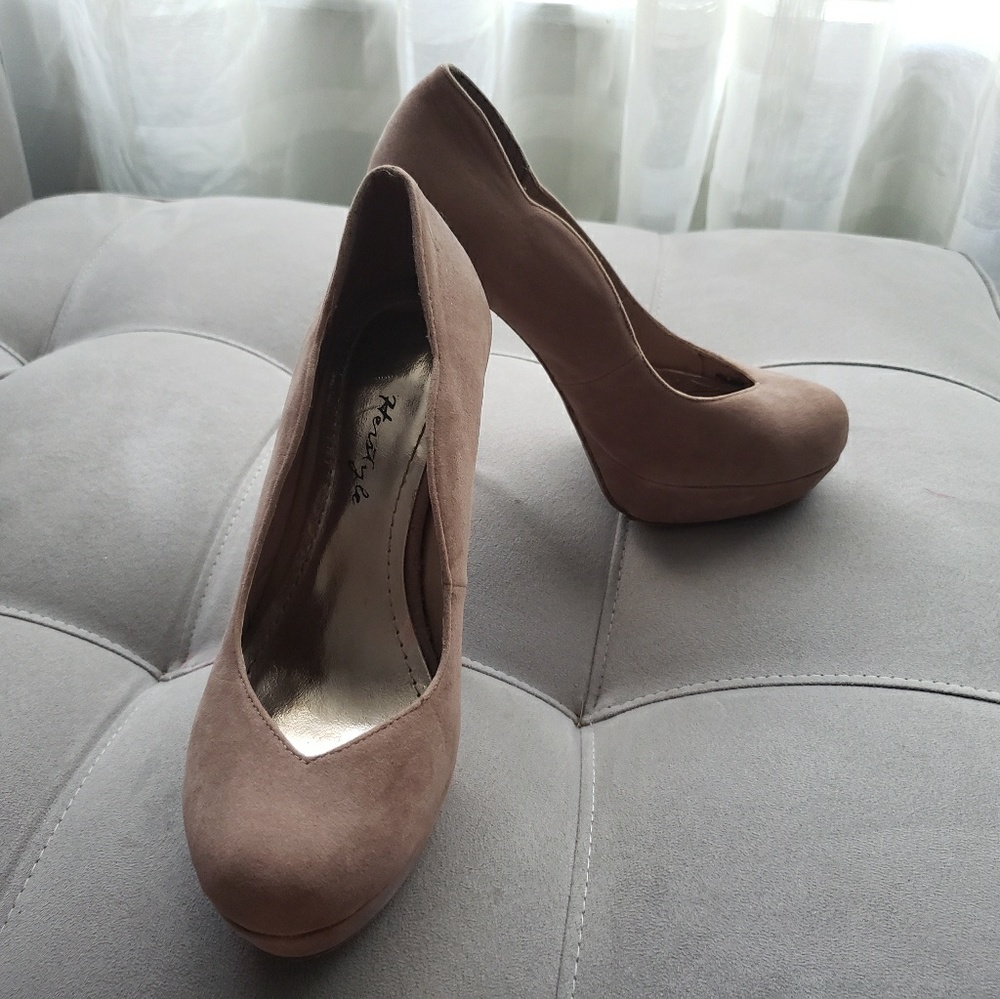 Nude Suede Pumps